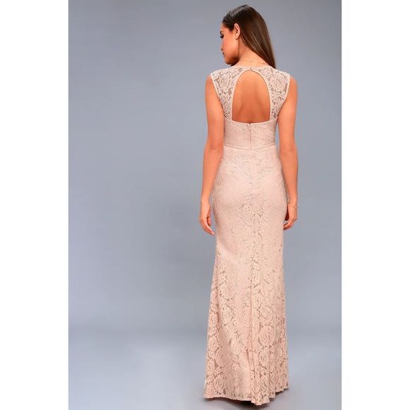 Lulus Medium Rosetta Blush Pink Lace Maxi Dress Wedding guest graduation easter - Picture 3 of 10